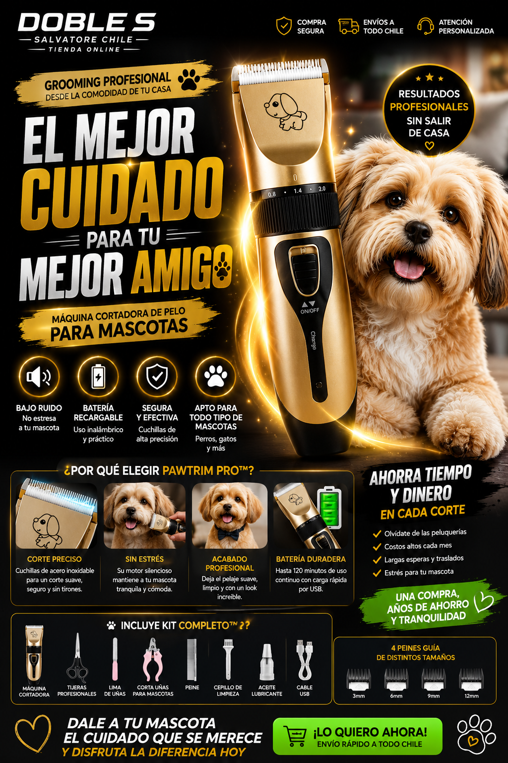 PawTrim Pro™ Cortadora Pelo Mascota Profesional